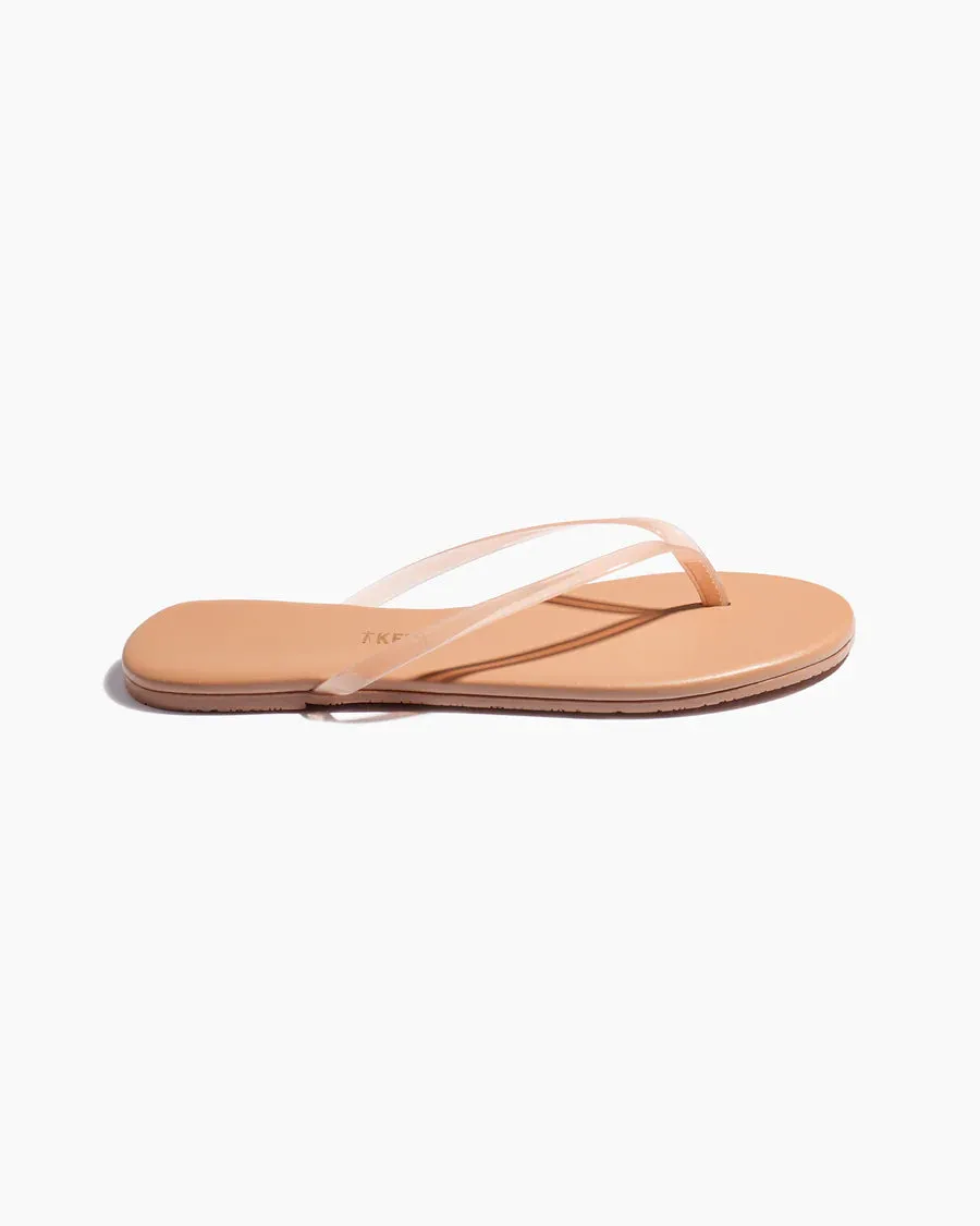 Leather Flip Flops in Clear