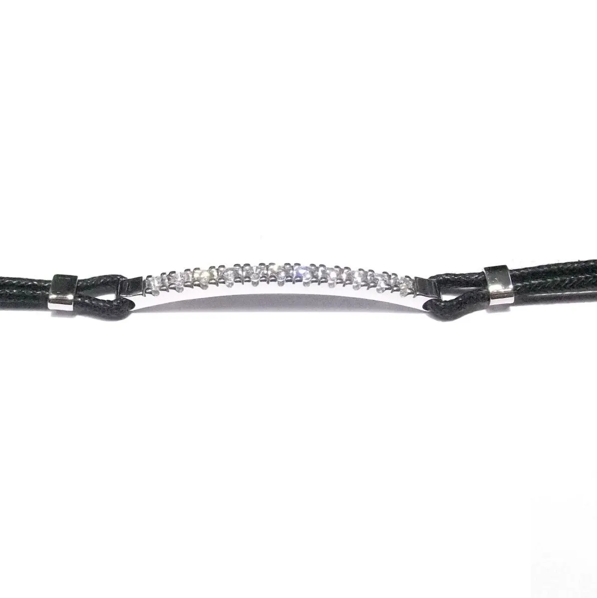 Leather leather and white gold bracelets 18kt with diamonds 0.516ct color g purity vs 0059br*