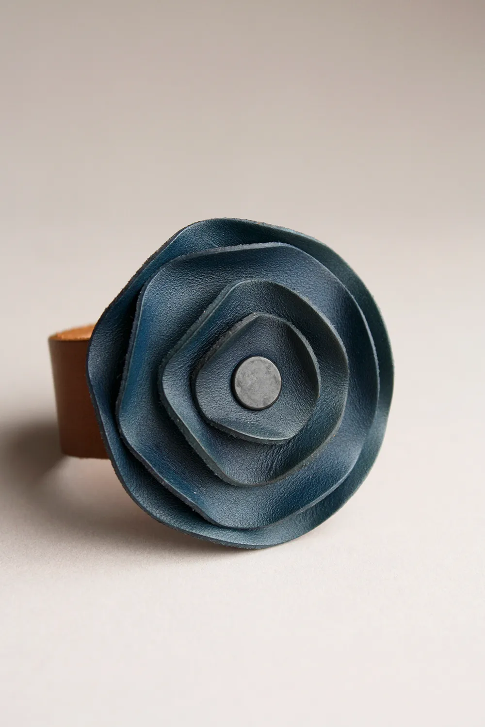 Leather Scarf Cuff - Navy