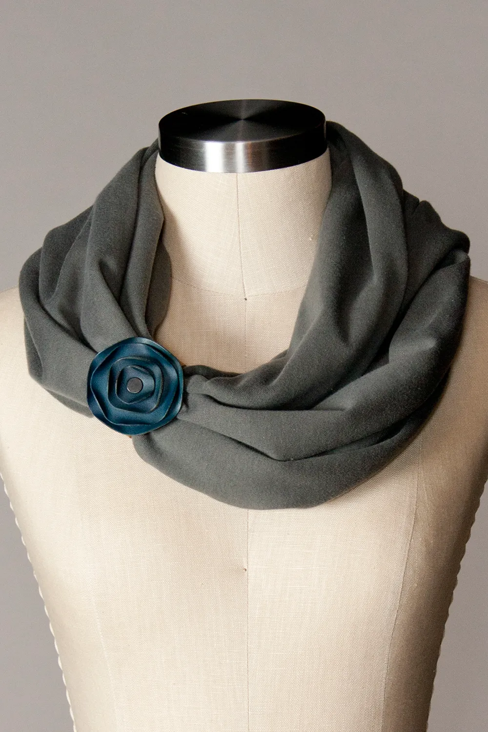 Leather Scarf Cuff - Navy