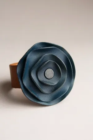 Leather Scarf Cuff - Navy