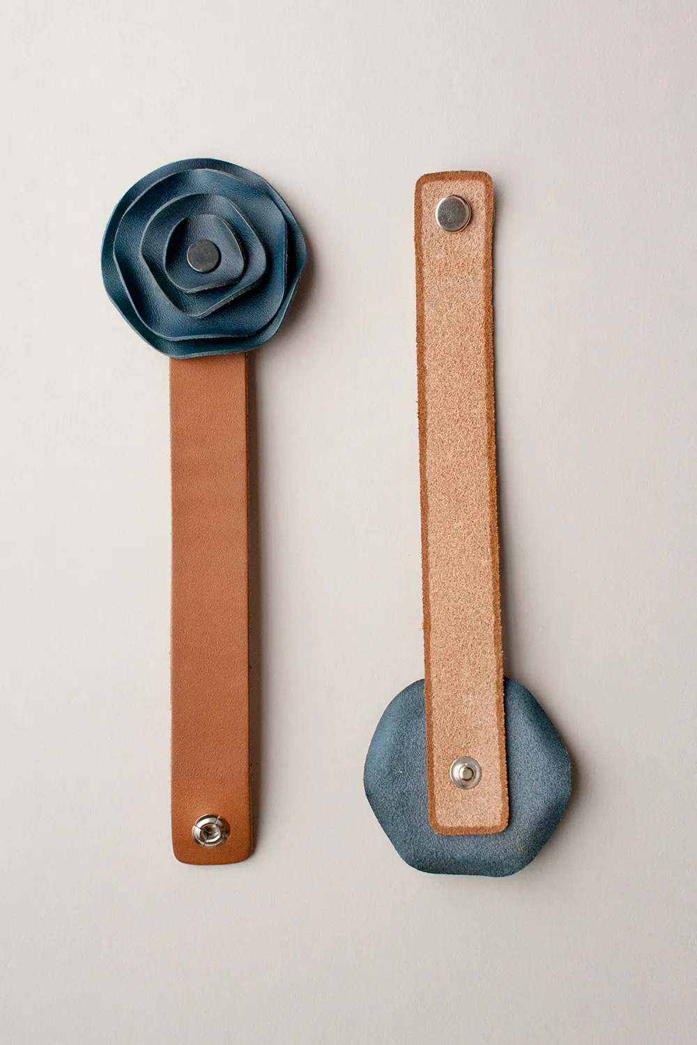 Leather Scarf Cuff - Navy