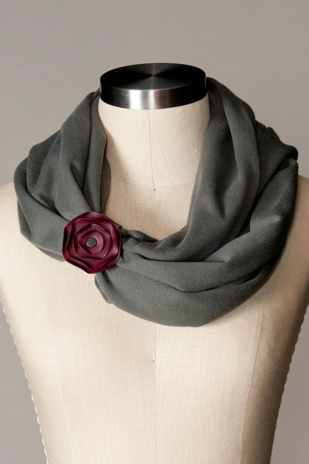 Leather Scarf Cuff - Plum