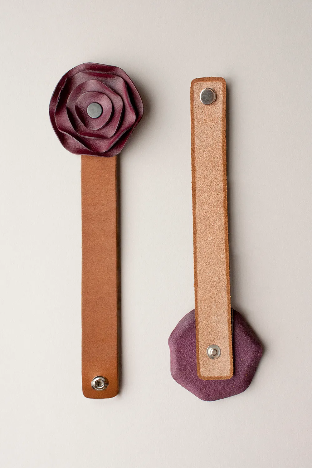 Leather Scarf Cuff - Plum