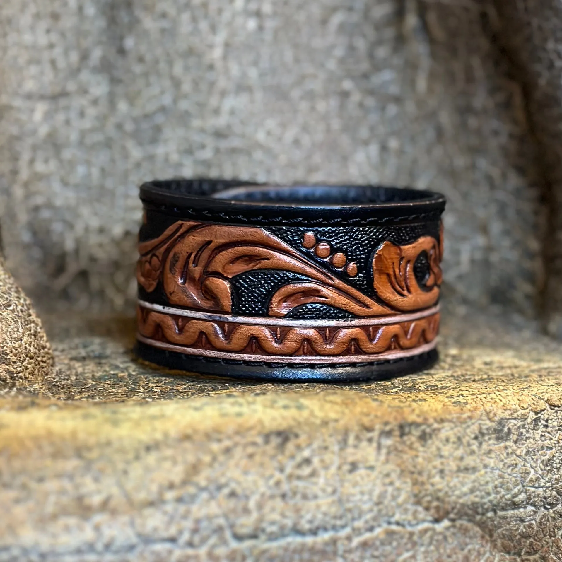 Leather tooled bracelet
