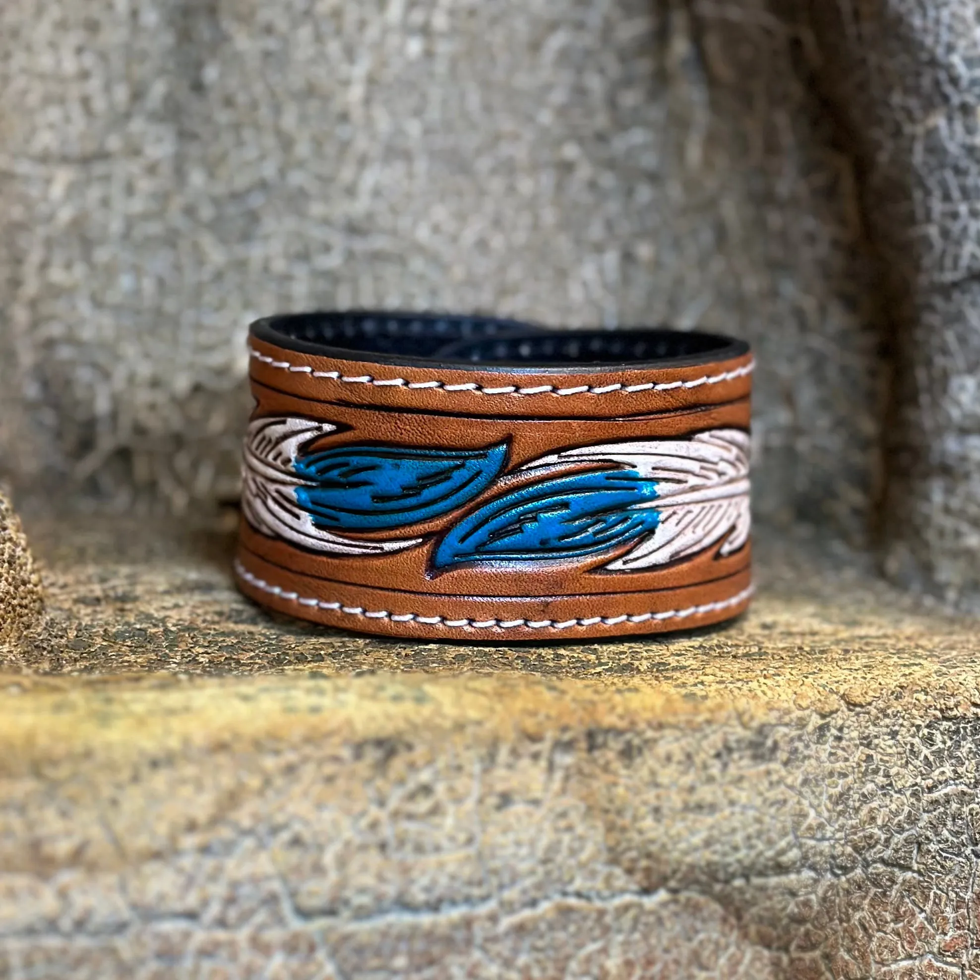 Leather tooled bracelet