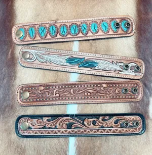 Leather tooled bracelet