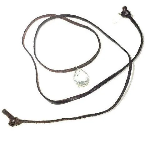 Leather Wrap Choker w/pendant