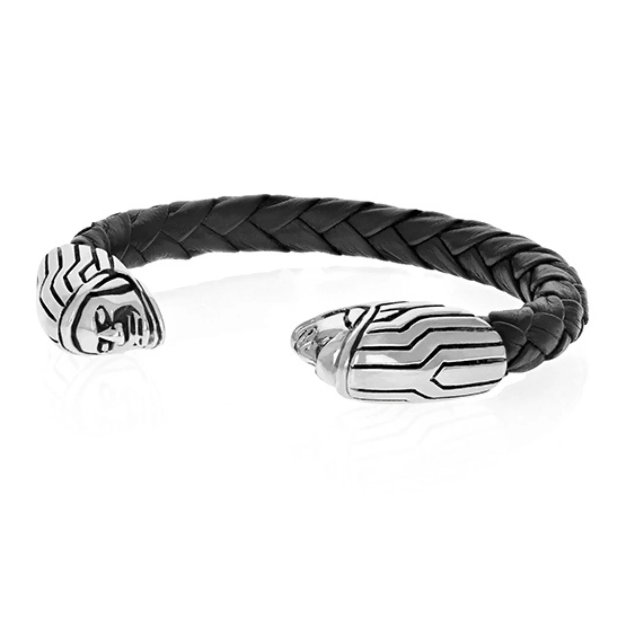 Leather Wrapped Cuff with Indian Ornament End Caps