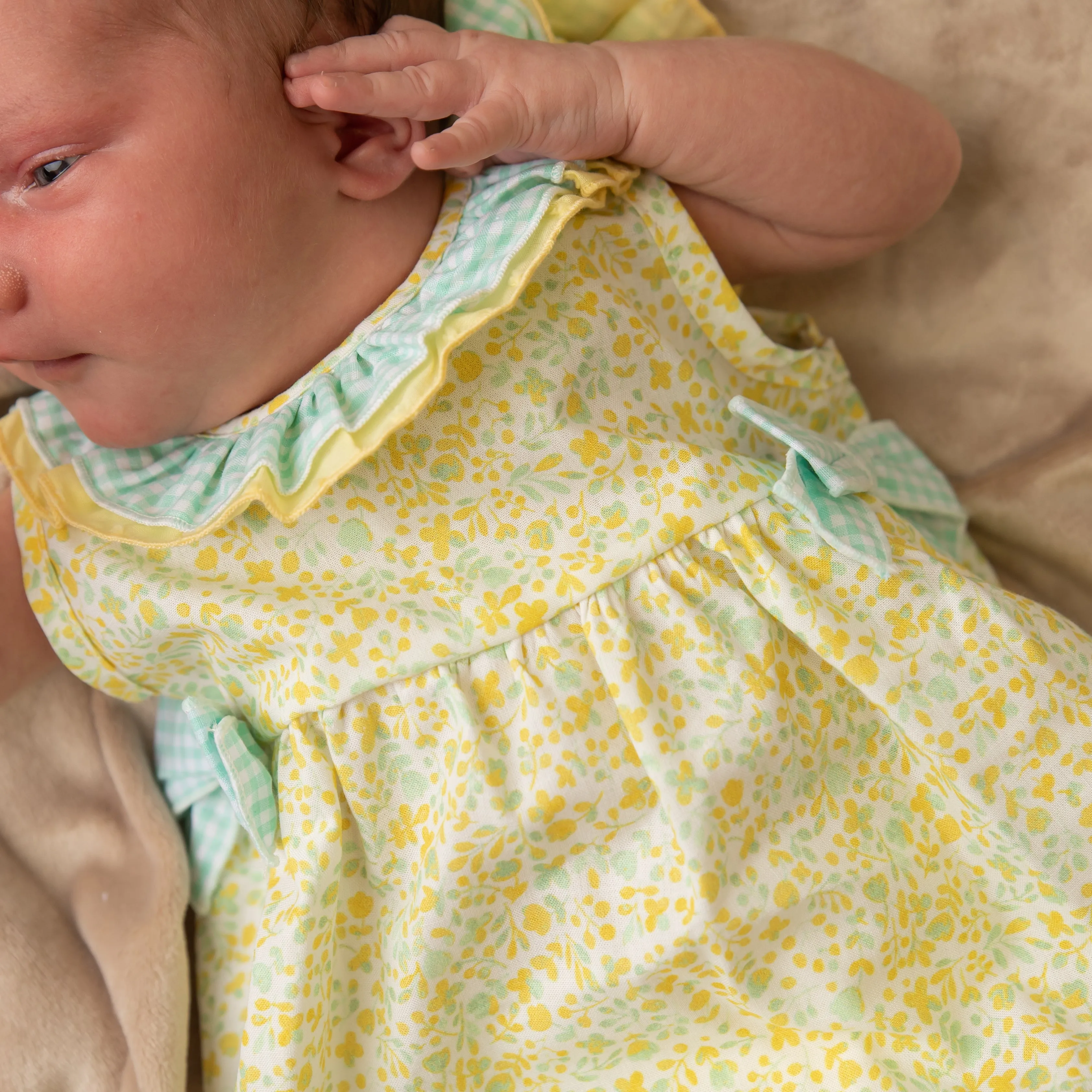 Lemon & Green Floral Print Dress