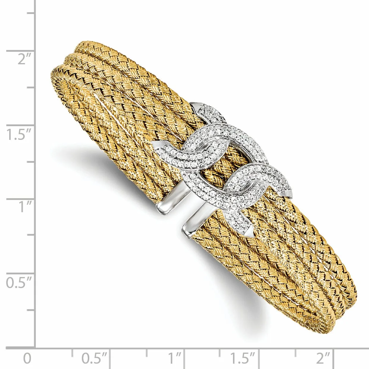 Leslie Sterling Silver Gold-tone C.Z Woven Cuff