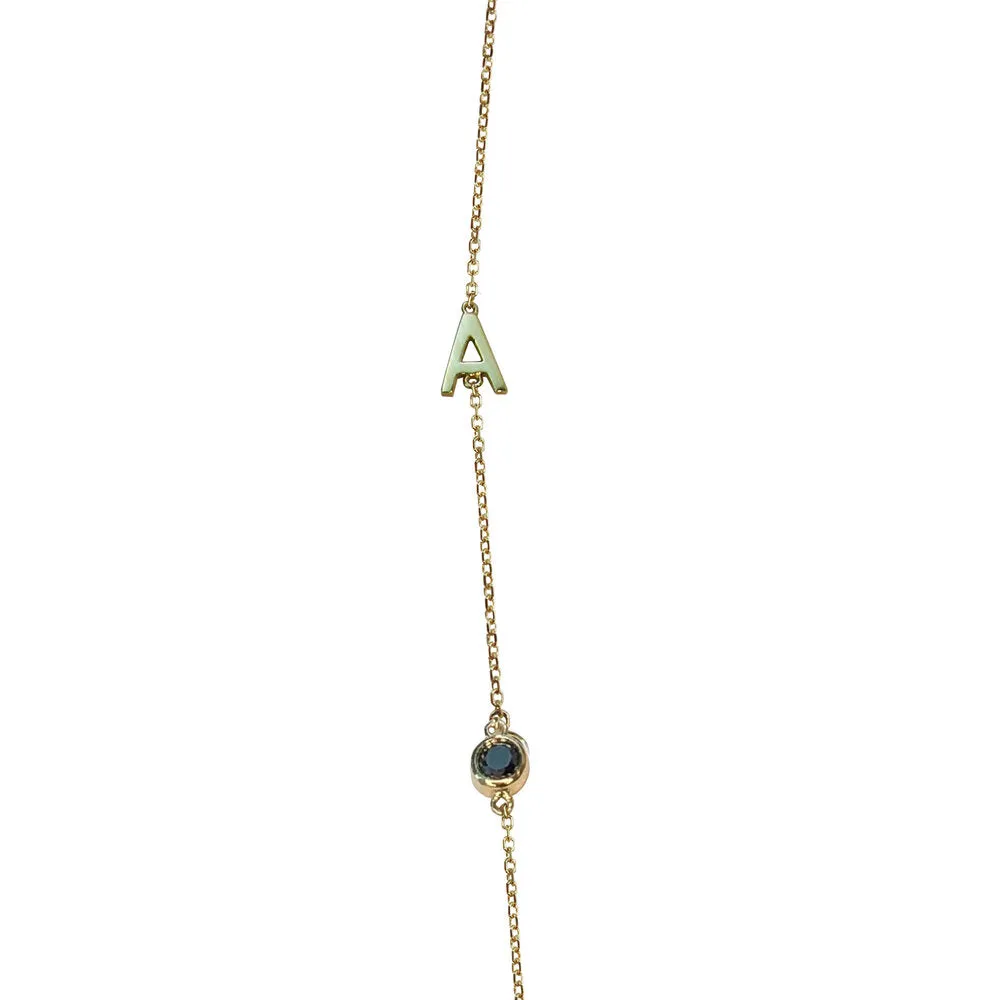 Letter Necklace With Gemstone