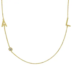 Letter Necklace With Gemstone