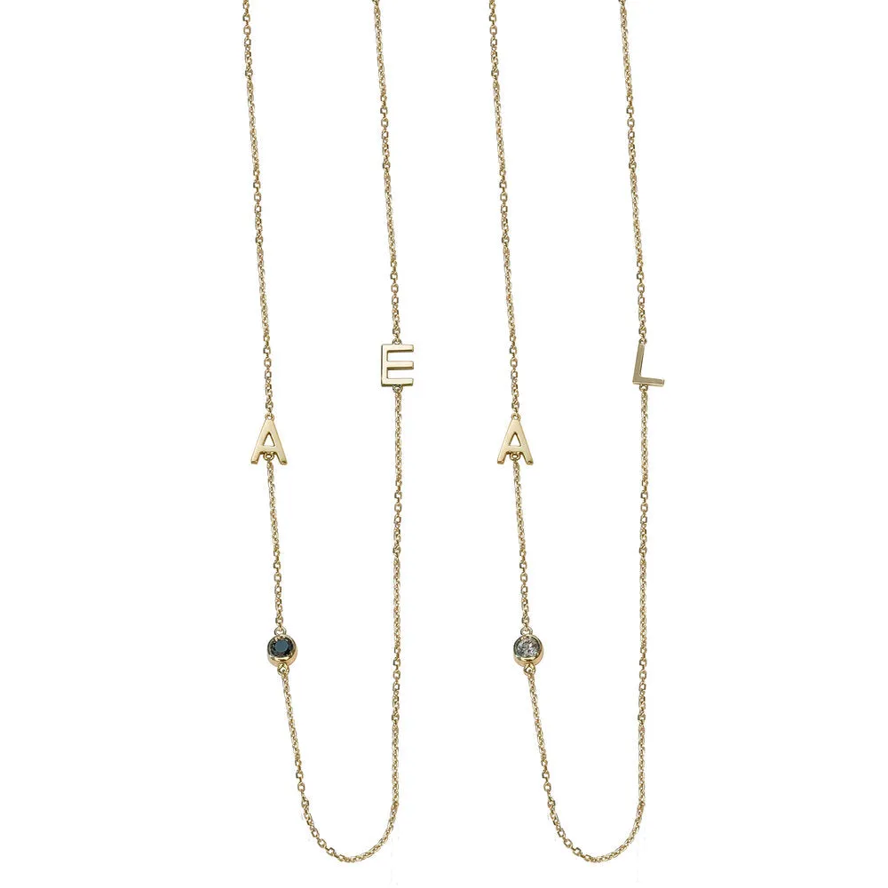 Letter Necklace With Gemstone