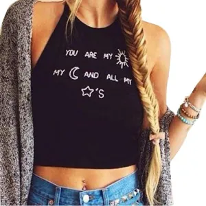 Letter Print Backless Tank Top