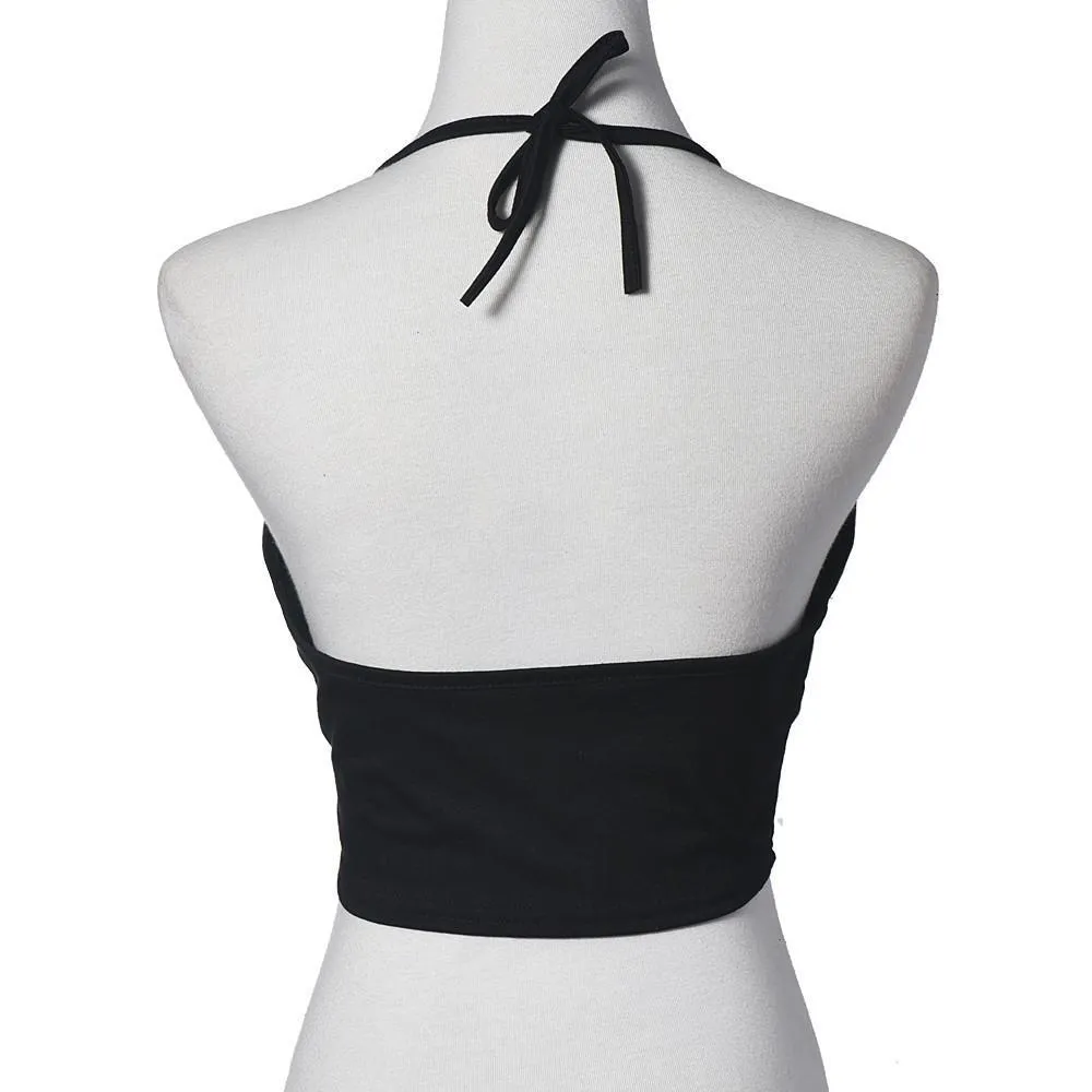 Letter Print Backless Tank Top