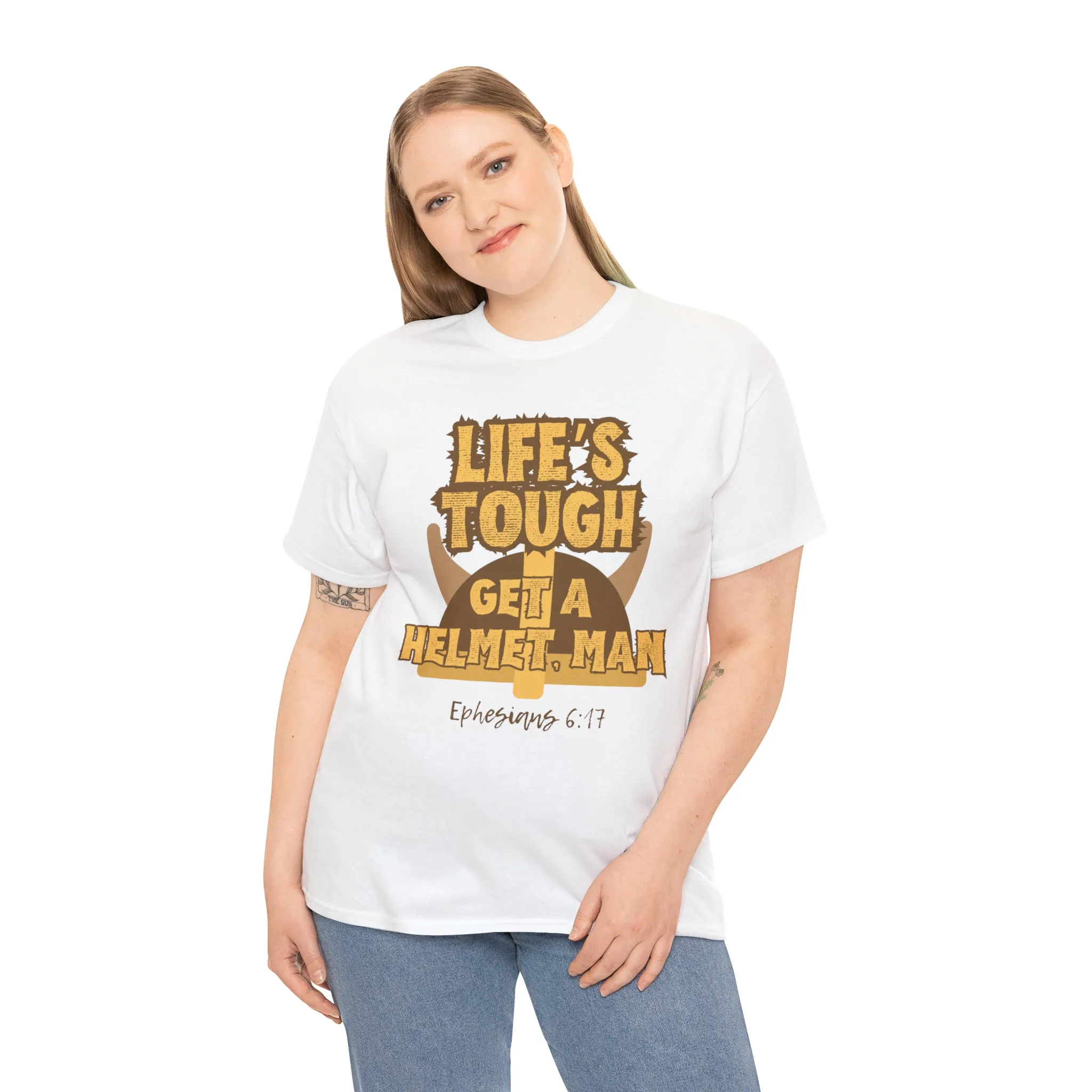 Life's Tough Get a Helmet, Man Unisex Cotton Short Sleeved T-Shirt Candace Owens Ephesians 6:17