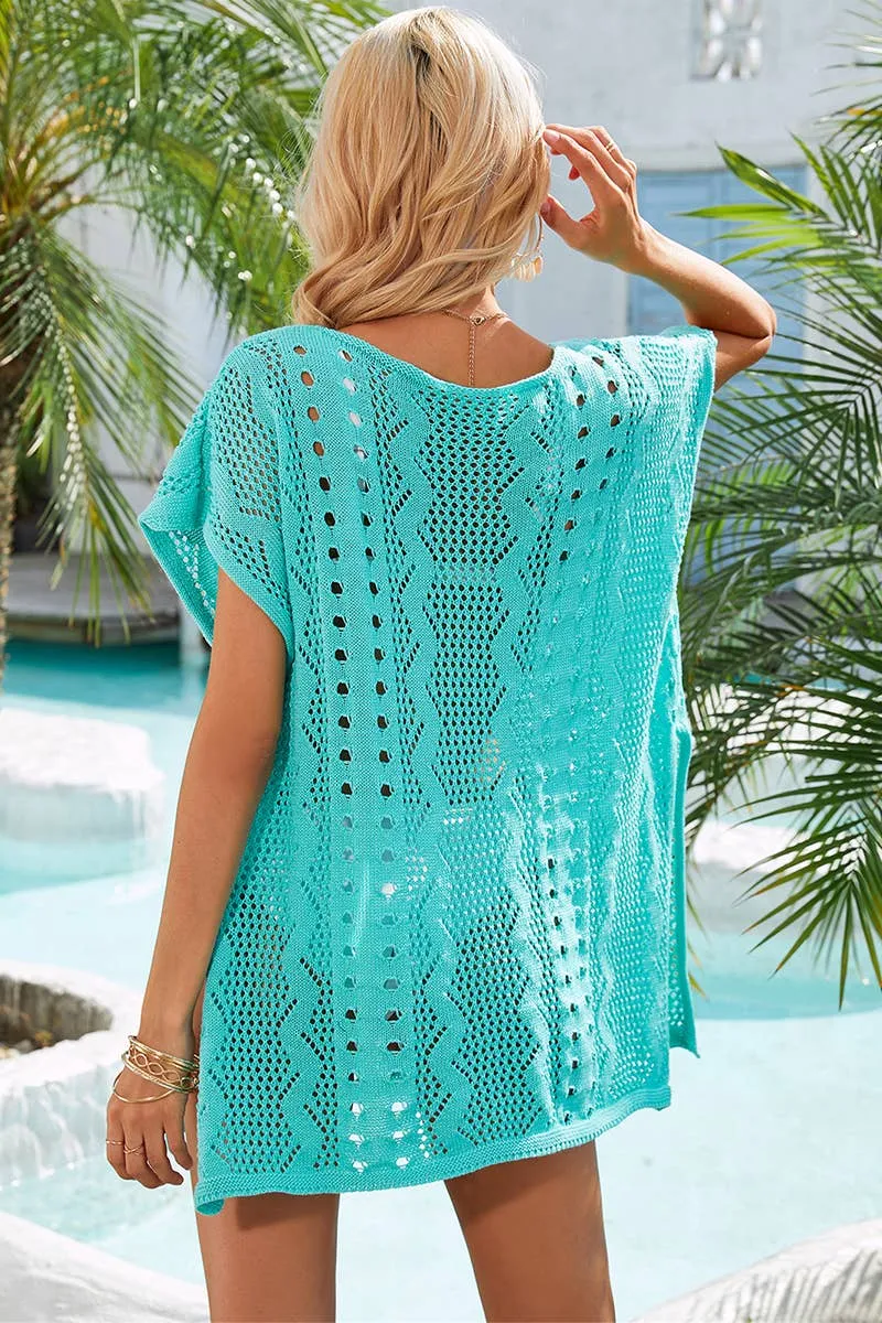 Lily Clothing Side Slit Hollow Knitted Swimwear Coverup