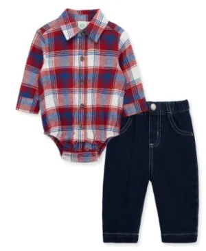 LIttle Me Red Plaid Pant Set