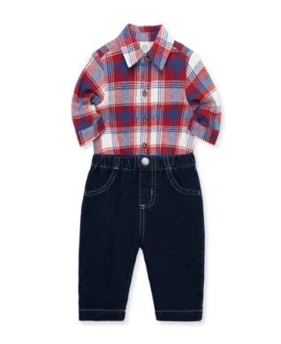 LIttle Me Red Plaid Pant Set