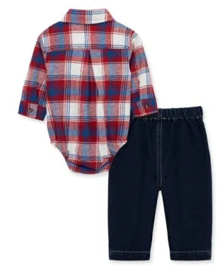 LIttle Me Red Plaid Pant Set