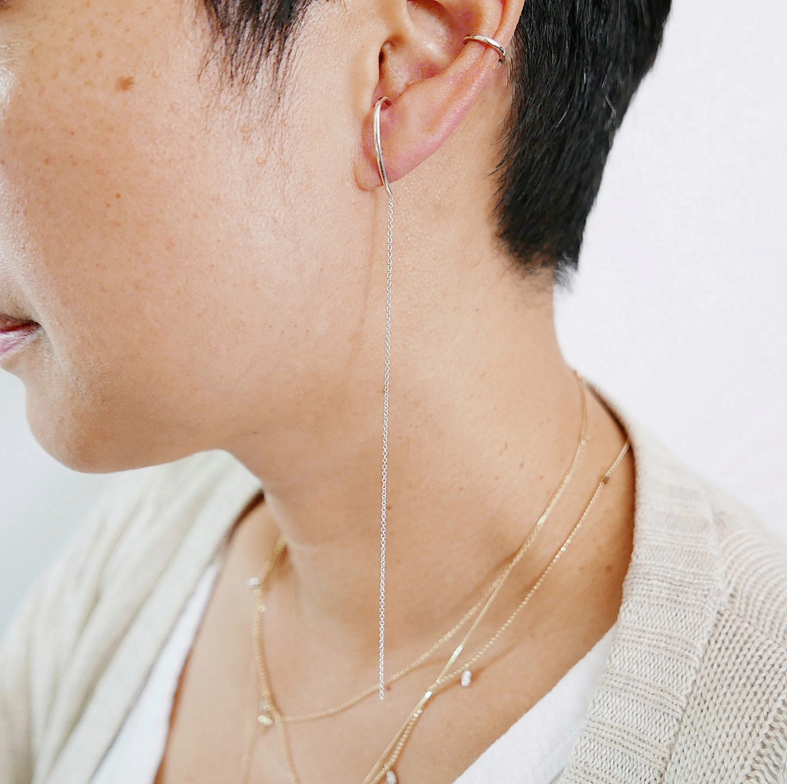 Long Chain Ear Cuff Earring
