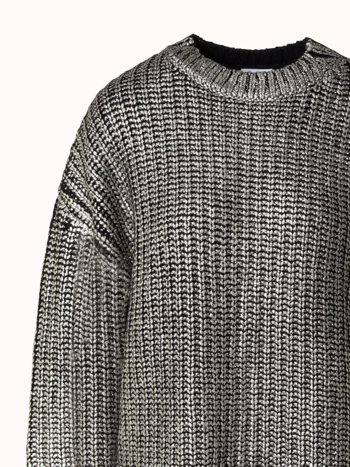 Long Chunky Laminated Cashwool Knit Sweater
