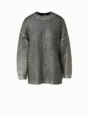 Long Chunky Laminated Cashwool Knit Sweater
