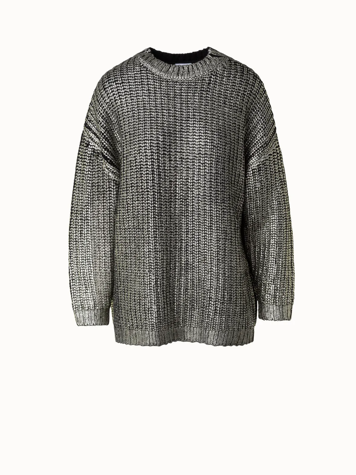Long Chunky Laminated Cashwool Knit Sweater