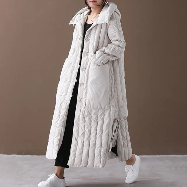Long Coat For Women Winter Loose Large Size Hooded Big Pocket
