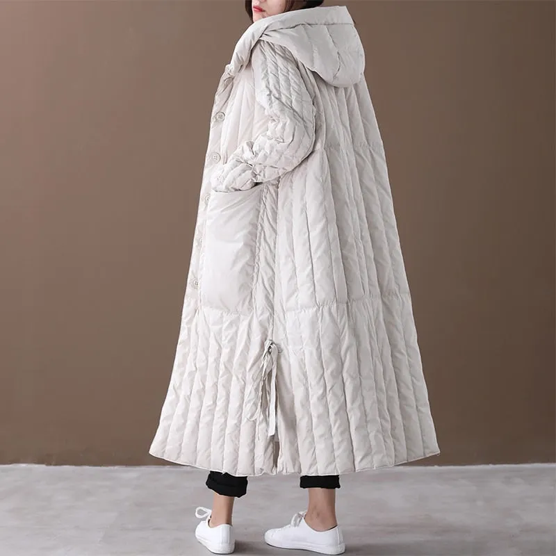 Long Coat For Women Winter Loose Large Size Hooded Big Pocket