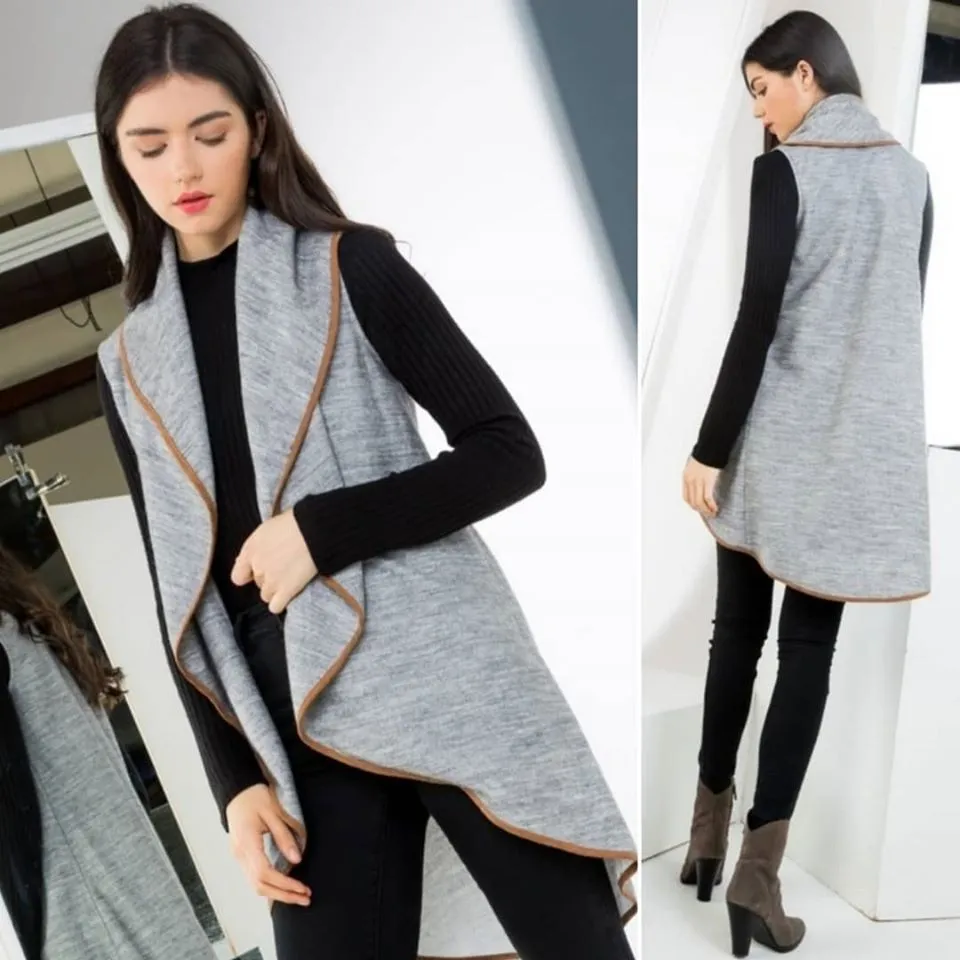 Long Gray Draped Vest