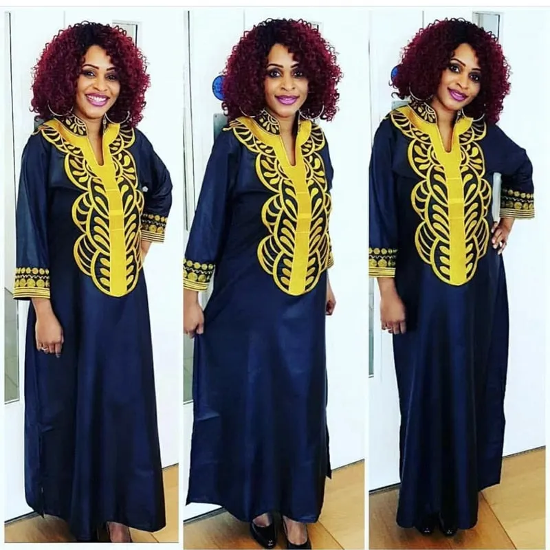 Long Robe African  Embroidery  Dress