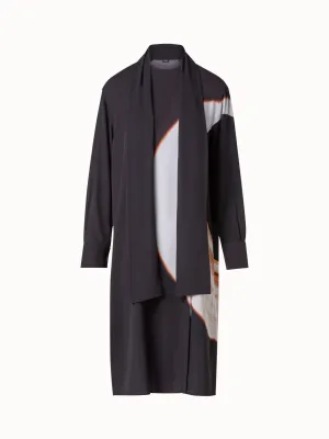 Long Silk Crêpe Tunic with Mocca Loop Print