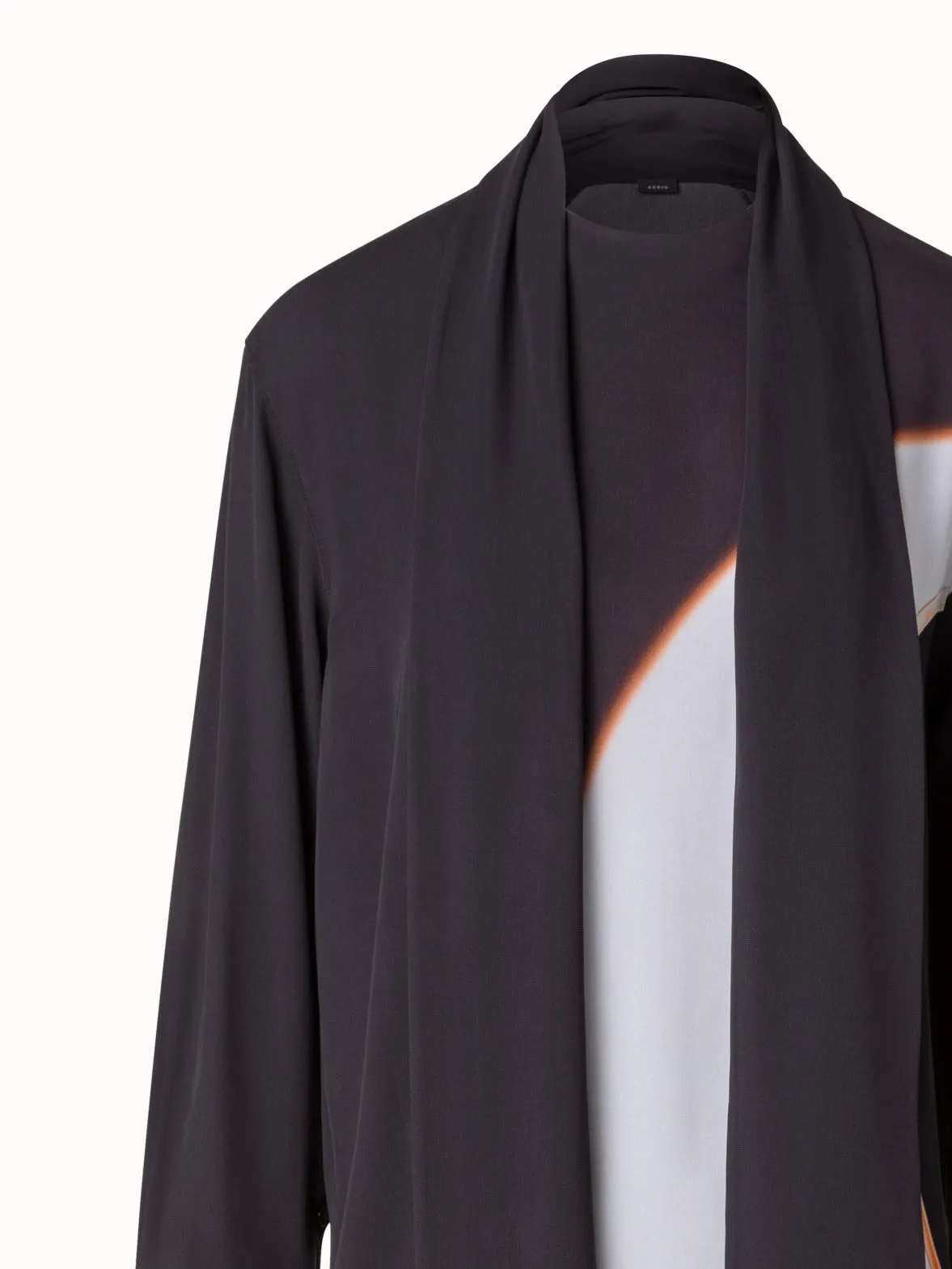 Long Silk Crêpe Tunic with Mocca Loop Print
