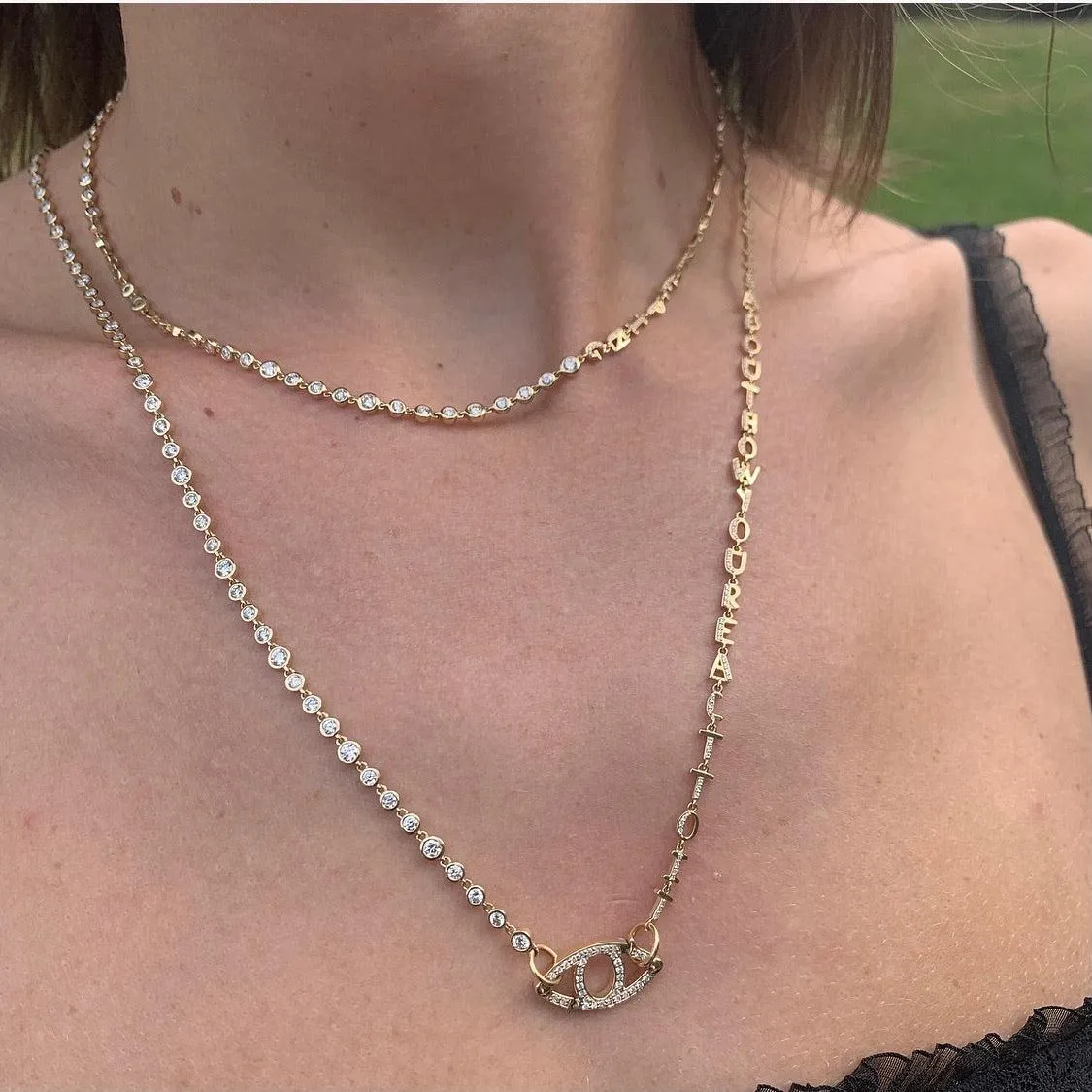 Long Tiny Letters Transformer Necklace