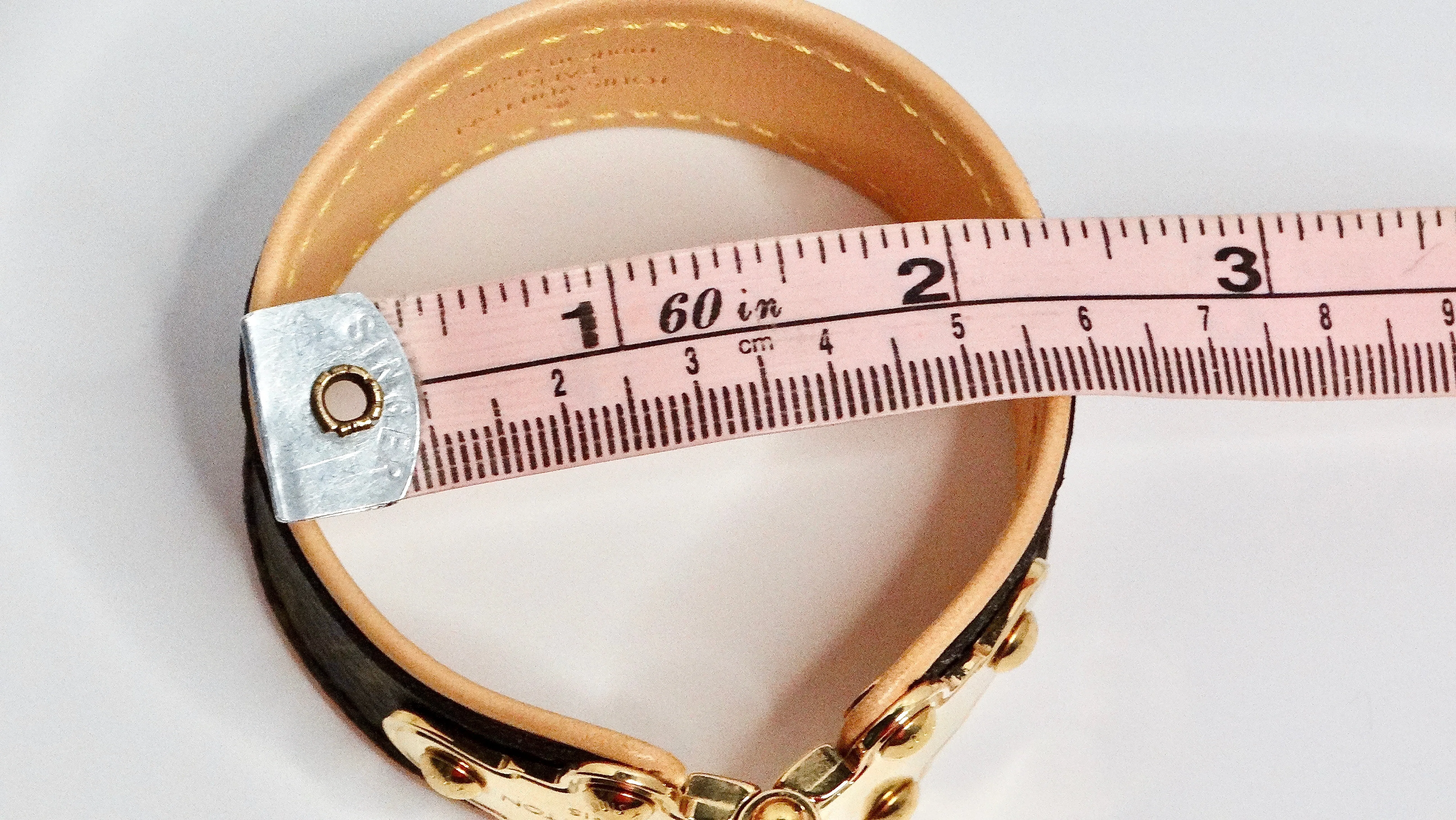 Louis Vuitton Two-Toned Leather Monogram Bracelet With Gold Hardware