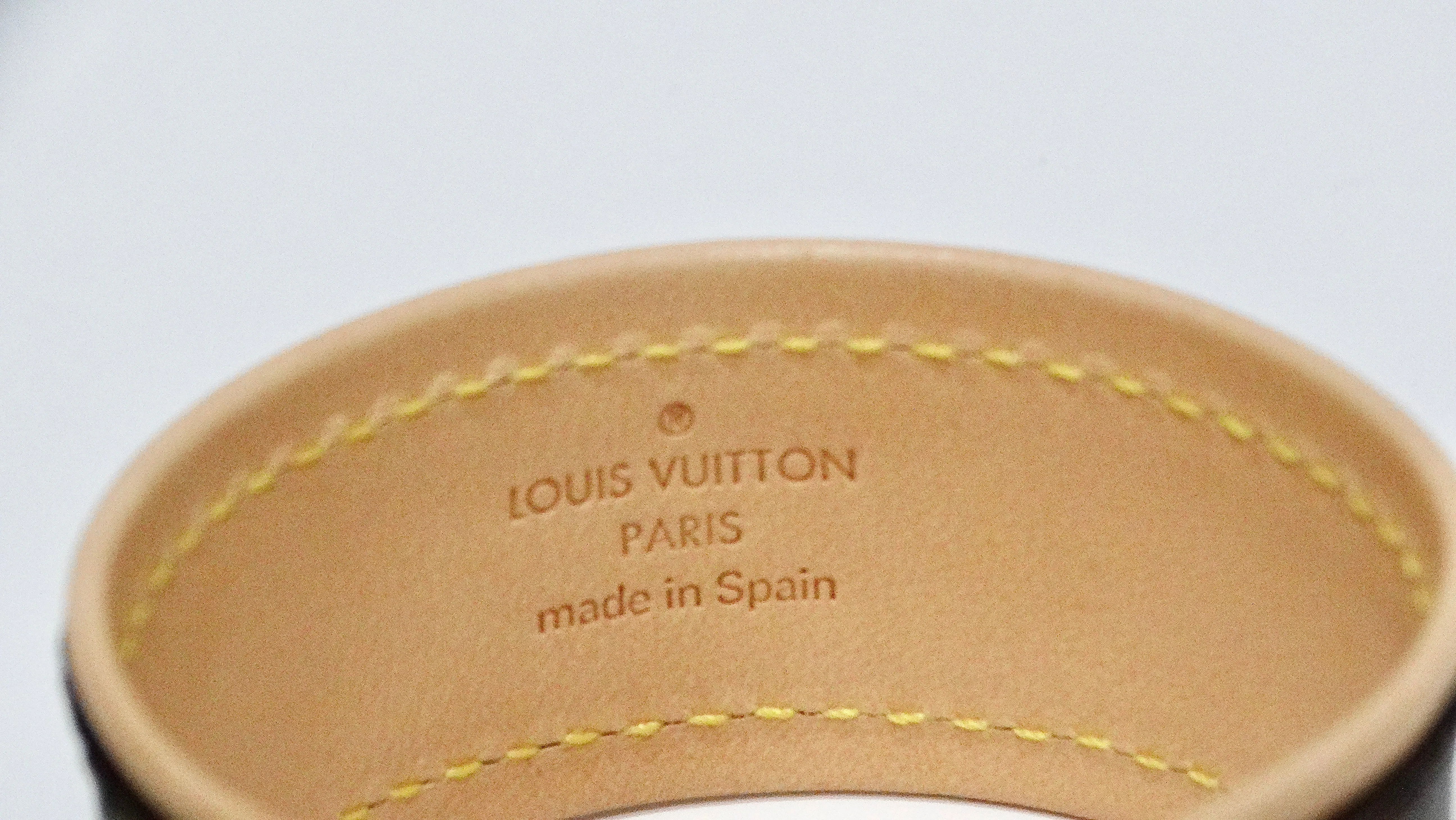 Louis Vuitton Two-Toned Leather Monogram Bracelet With Gold Hardware