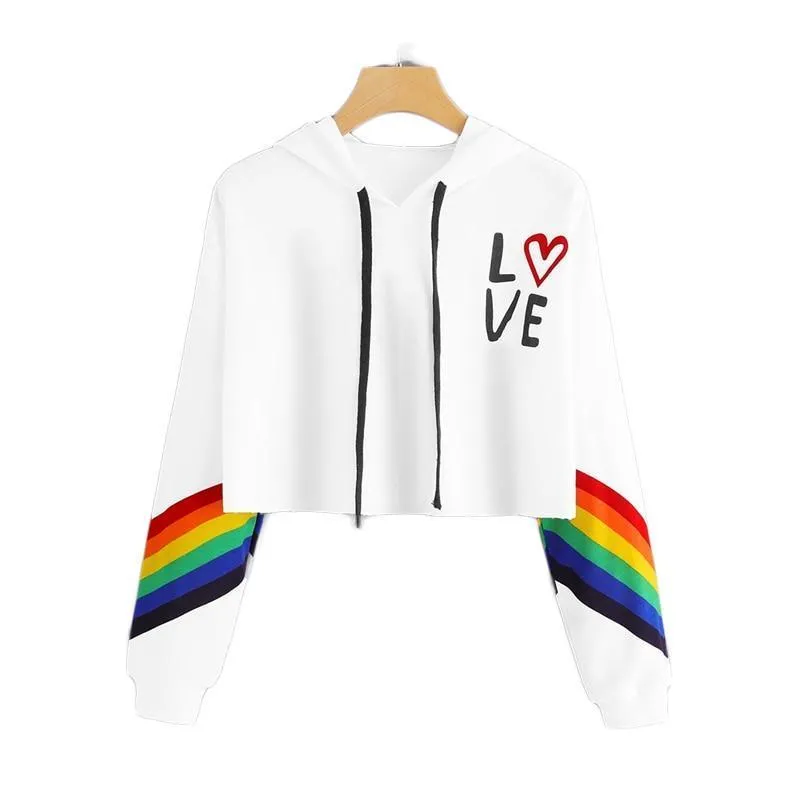 LOVE Rainbow Crop Hoodie