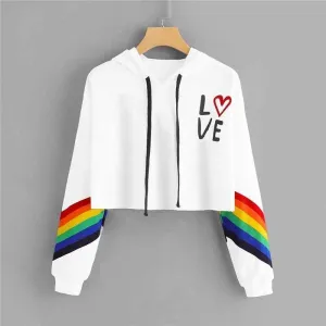 LOVE Rainbow Crop Hoodie