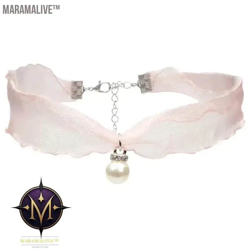 Lovely Girl Choker New Fashion Cute Pink Color Heart Butterfly Lace Bow Necklace for Women Charm Wedding Birthday Jewelry