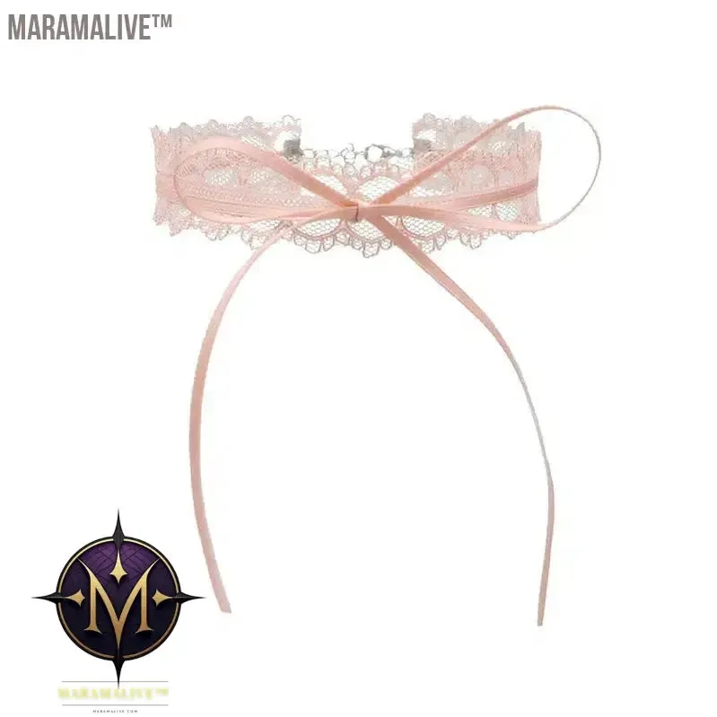 Lovely Girl Choker New Fashion Cute Pink Color Heart Butterfly Lace Bow Necklace for Women Charm Wedding Birthday Jewelry
