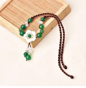 Lovely Green Aventurine & Shell Flower Necklace
