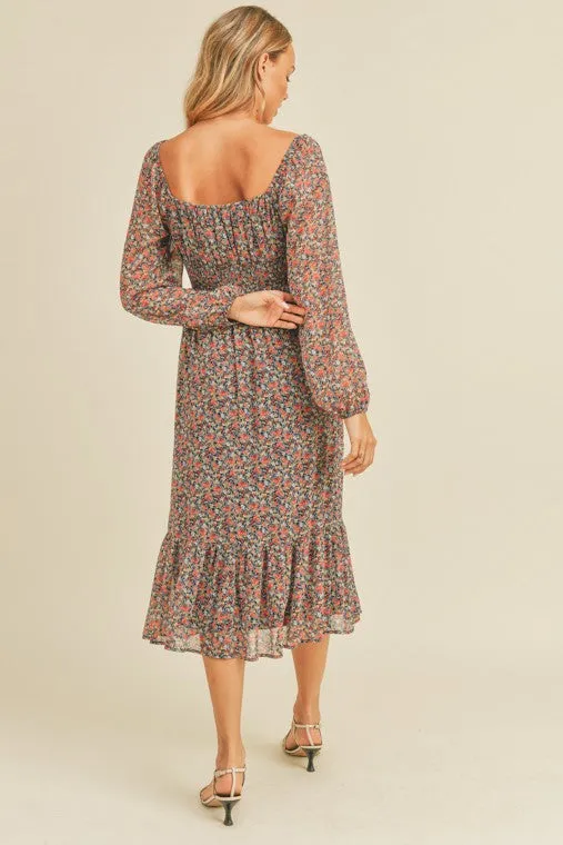 Lush Clothing Floral Print Midi Dress