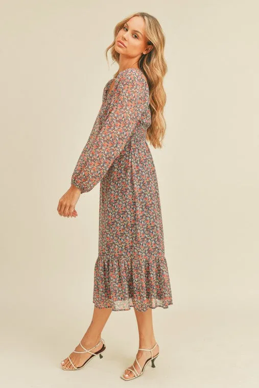 Lush Clothing Floral Print Midi Dress