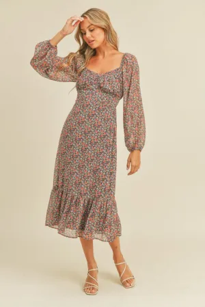 Lush Clothing Floral Print Midi Dress