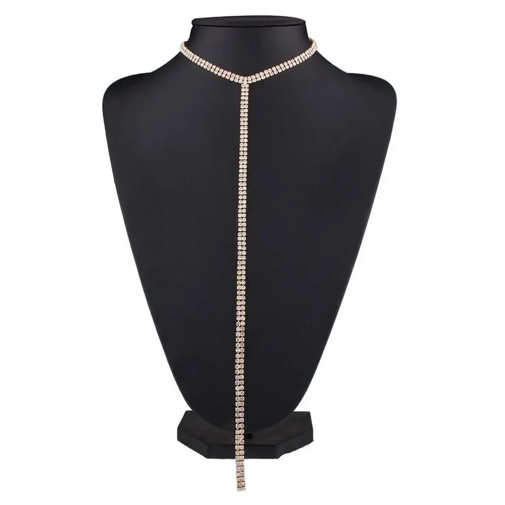 Luxurious Crystal Gem Long Chokers Collar Chunky necklace jewelry For Women And Girls Trendy Accessories For Women's Gifts
