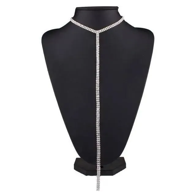 Luxurious Crystal Gem Long Chokers Collar Chunky necklace jewelry For Women And Girls Trendy Accessories For Women's Gifts