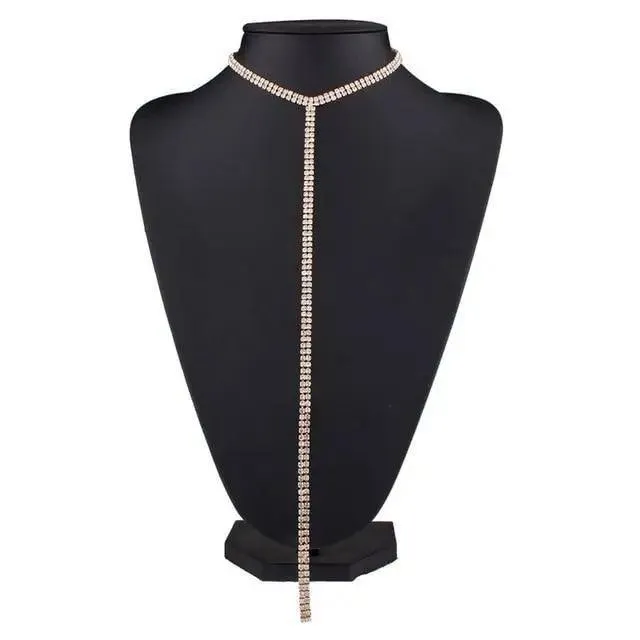 Luxurious Crystal Gem Long Chokers Collar Chunky necklace jewelry For Women And Girls Trendy Accessories For Women's Gifts