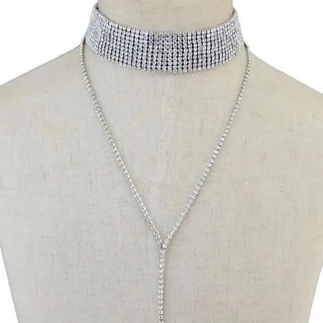 Luxurious Crystal Gem Long Chokers Collar Chunky necklace jewelry For Women And Girls Trendy Accessories For Women's Gifts